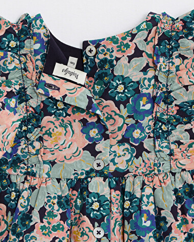 Sleeveless poplin dress Large flower print  Natalys