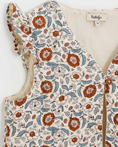 Printed sleeveless vest Folk flower print  Natalys