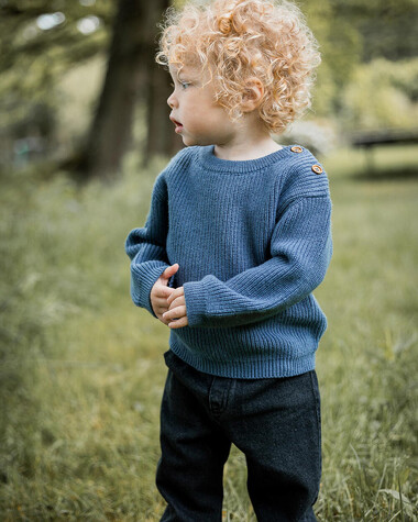 Fancy knit sweater Night blue color  Natalys
