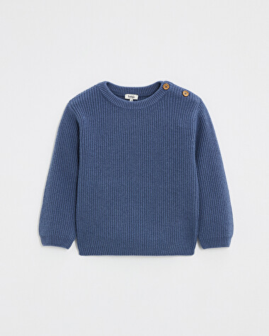 Fancy knit sweater Night blue color  Natalys