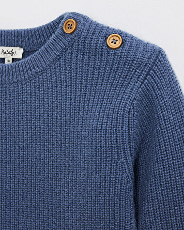 Fancy knit sweater Night blue color  Natalys