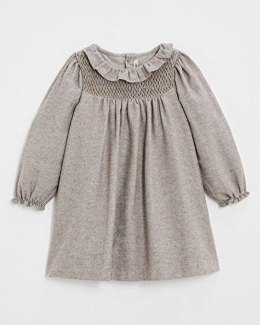 Long sleeve flannel dress Beige color  Natalys