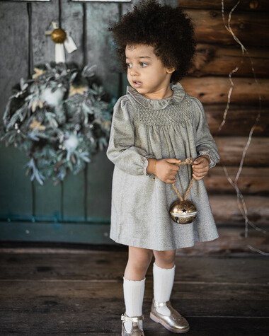 Long sleeve flannel dress Beige color  Natalys