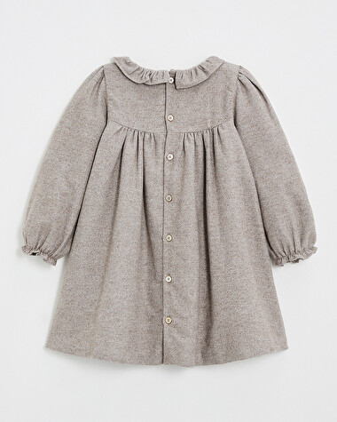 Long sleeve flannel dress Beige color  Natalys