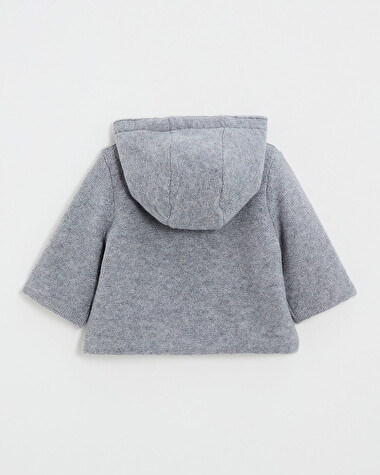 Merino wool hooded jacket Grey color  Natalys