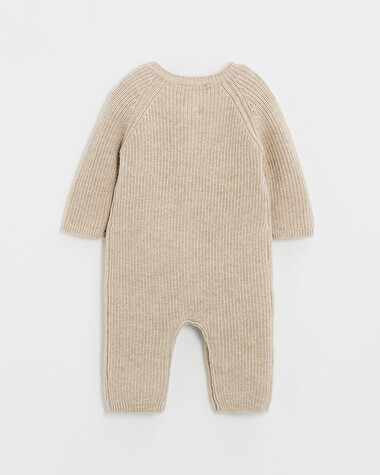 Long footless jumpsuit in Merino wool Color Beige  Natalys