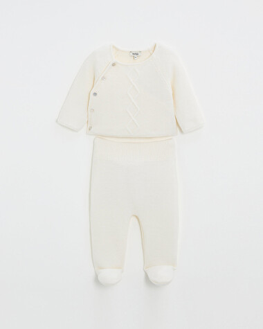 Merino wool set Ecru color  Natalys