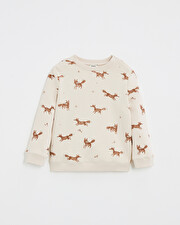 Printed fleece sweatshirt Fox print  Natalys
