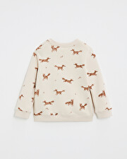 Printed fleece sweatshirt Fox print  Natalys