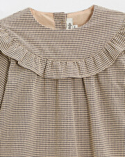 Gingham blouse Anthracite grey/beige color  Natalys