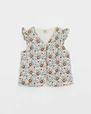 Printed sleeveless vest Folk flower print  Natalys