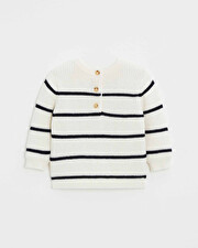 Striped knit sweater Ecru color  Natalys