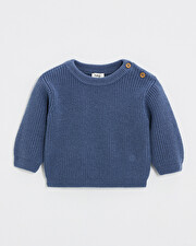 Fancy knit sweater Night blue color  Natalys