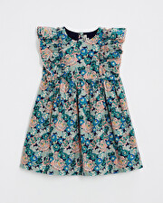 Sleeveless poplin dress Large flower print  Natalys