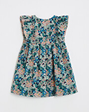 Sleeveless poplin dress Large flower print  Natalys