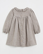 Long sleeve flannel dress Beige color  Natalys
