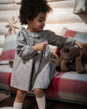 Long sleeve flannel dress Beige color  Natalys