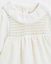 Two-piece pajamas in smocked velvet Ecru color Natalys