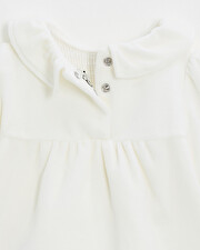 Two-piece pajamas in smocked velvet Ecru color Natalys