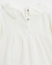 Two-piece pajamas in smocked velvet Ecru color  Natalys