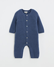 Long footless jumpsuit in Merino wool Blue color  Natalys