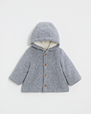 Merino wool hooded jacket Grey color  Natalys
