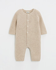 Long footless jumpsuit in Merino wool Color Beige  Natalys