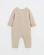 Long footless jumpsuit in Merino wool Color Beige  Natalys