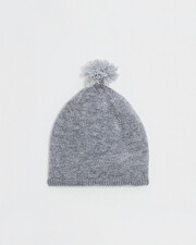 Merino wool pom pom hat Grey color  Natalys