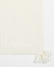 Embroidered Merino wool blanket Ecru color  Natalys