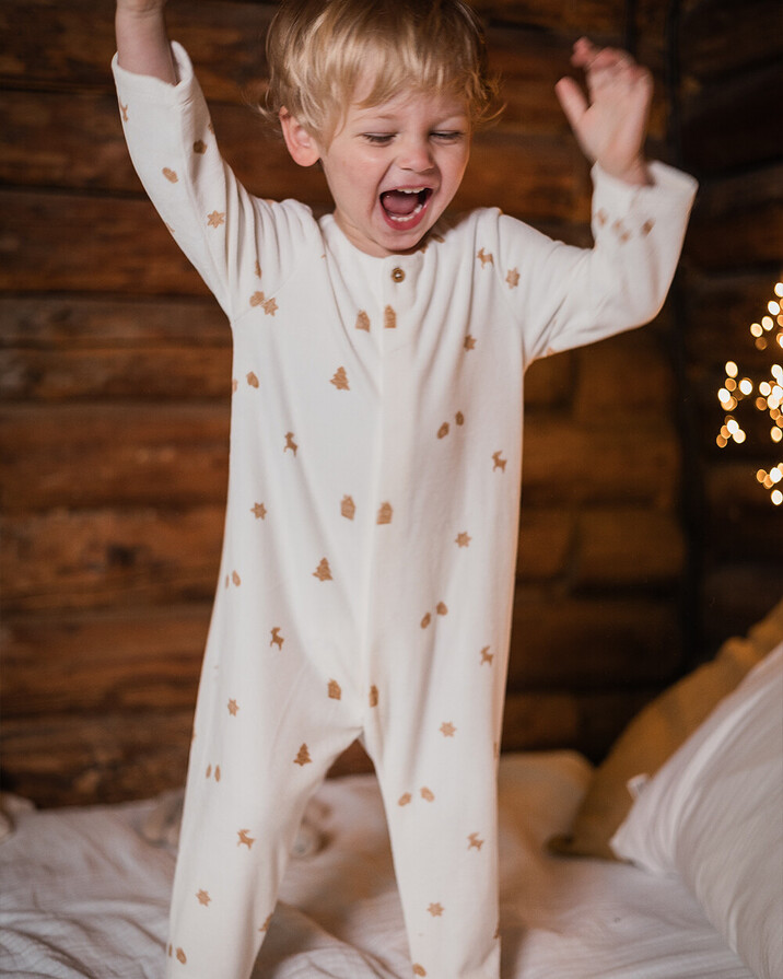 Printed velvet sleepsuit Cookie print  Natalys