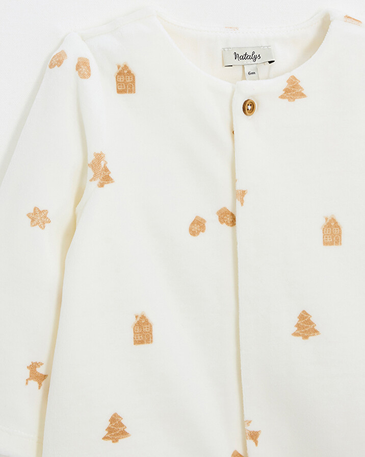 Printed velvet sleepsuit Cookie print  Natalys