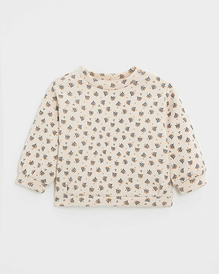 Printed fleece sweatshirt Gold button print  Natalys
