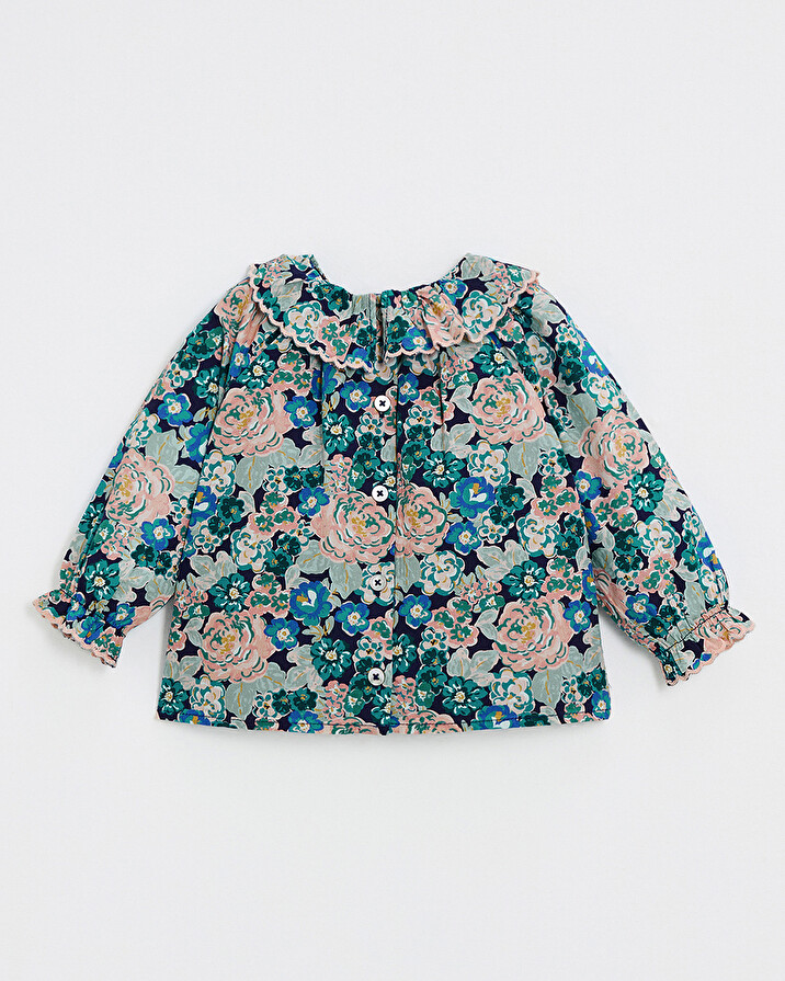 Printed poplin blouse Large flower print  Natalys