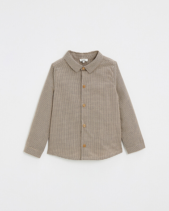 Gingham shirt Anthracite grey/beige color  Natalys