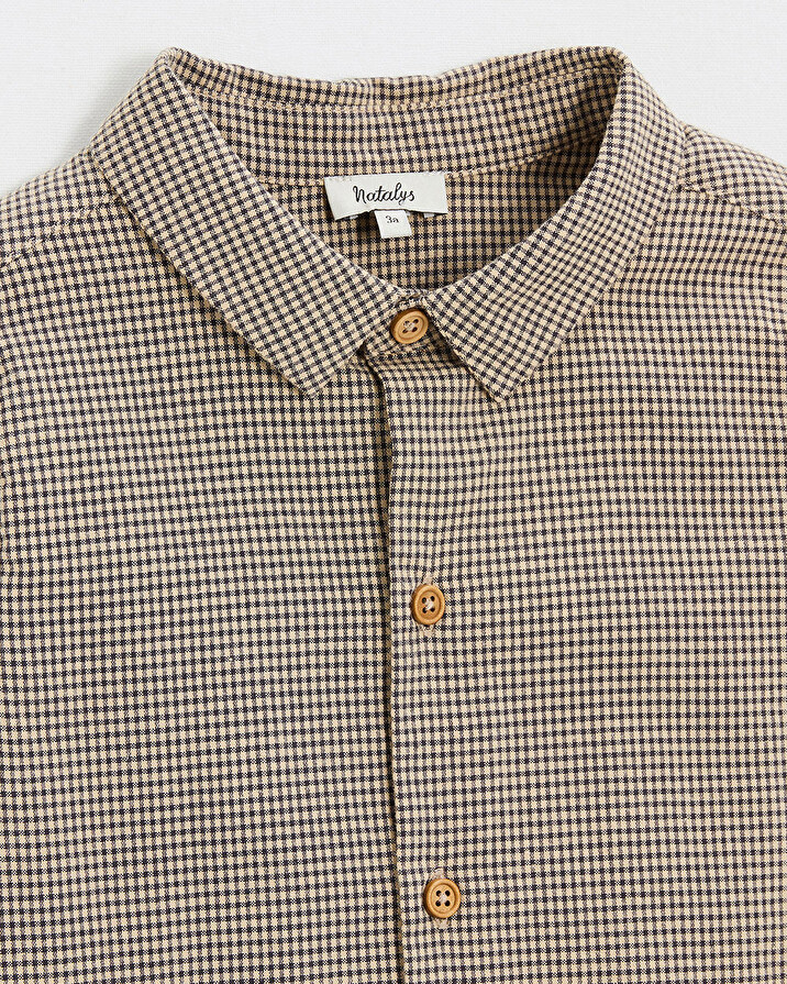 Gingham shirt Anthracite grey/beige color  Natalys