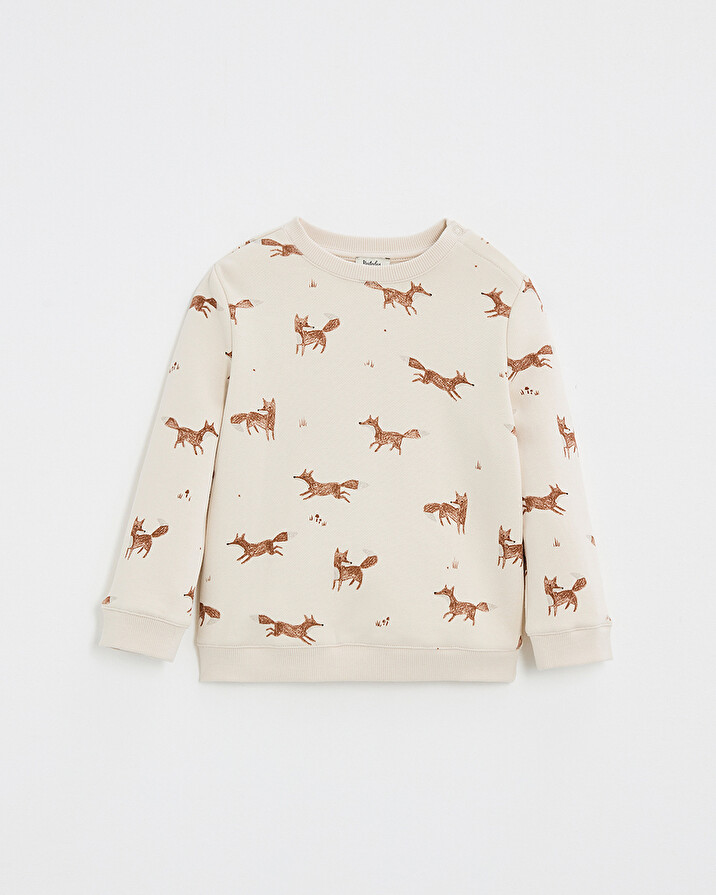 Printed fleece sweatshirt Fox print  Natalys