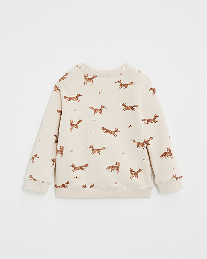 Printed fleece sweatshirt Fox print  Natalys