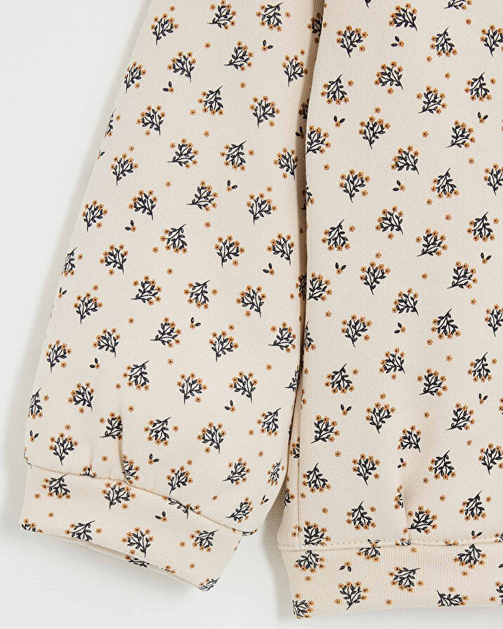 Printed fleece sweatshirt Gold button print  Natalys