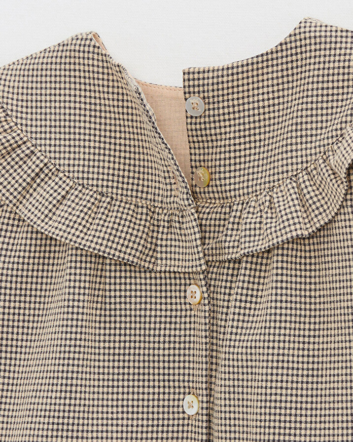 Gingham blouse Anthracite grey/beige color  Natalys