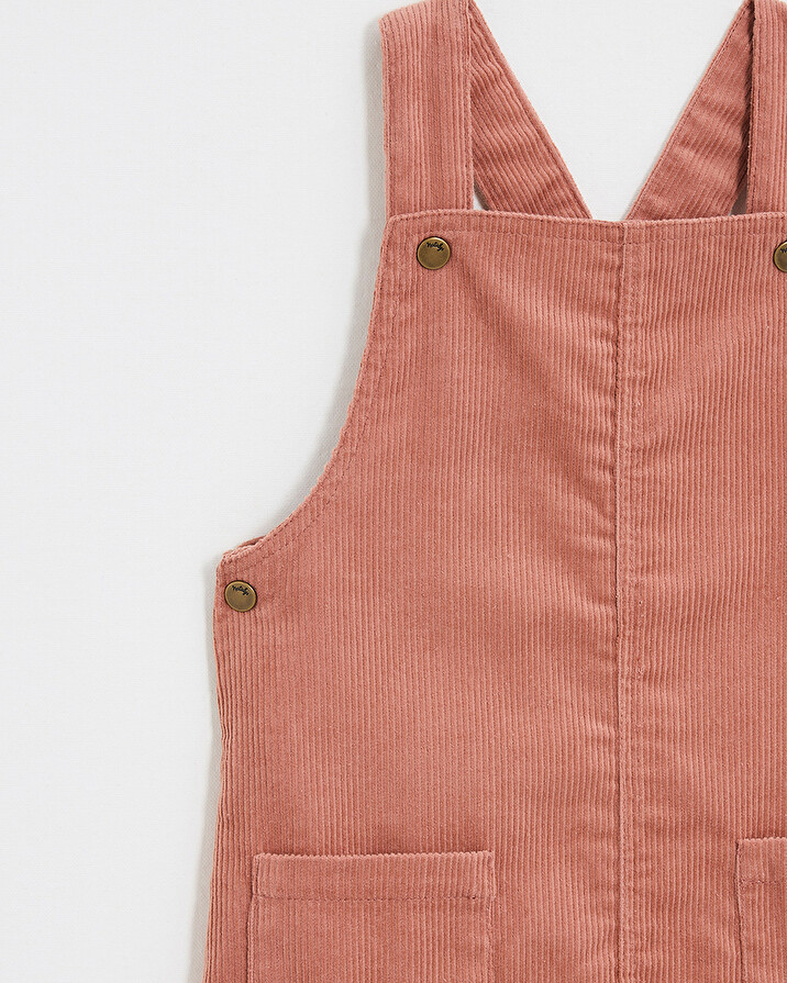 Velvet overall dress Begonia pink colors Natalys