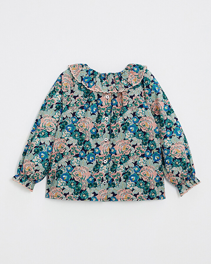 Printed poplin blouse Large flower print  Natalys