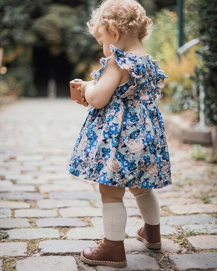 Sleeveless poplin dress Large flower print  Natalys