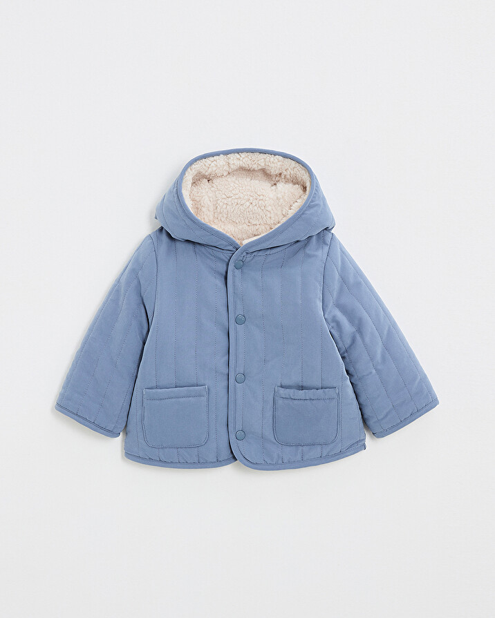Reversible water-repellent coat Night blue color  Natalys