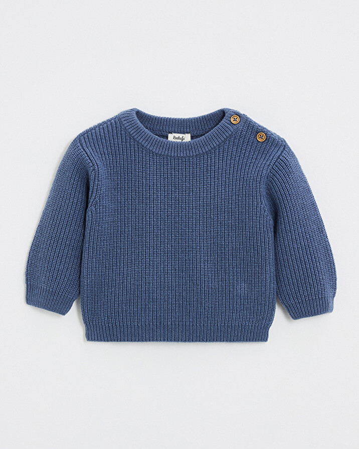Fancy knit sweater Night blue color  Natalys