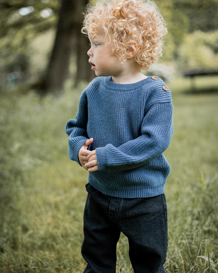 Fancy knit sweater Night blue color  Natalys