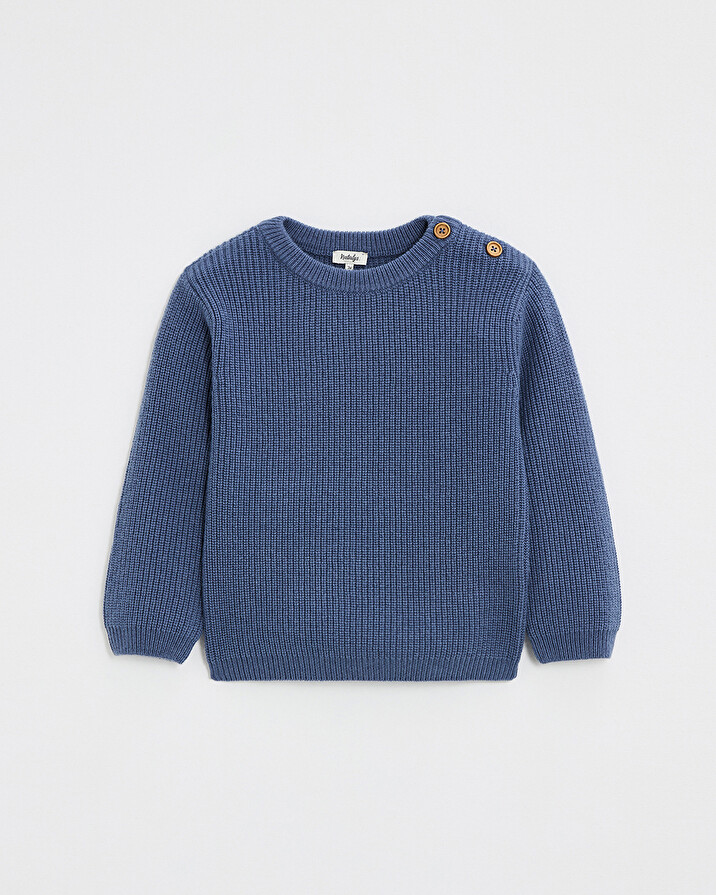 Fancy knit sweater Night blue color  Natalys