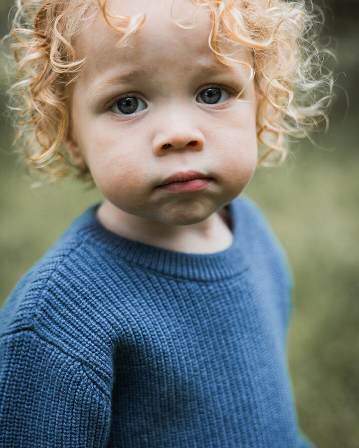 Fancy knit sweater Night blue color  Natalys