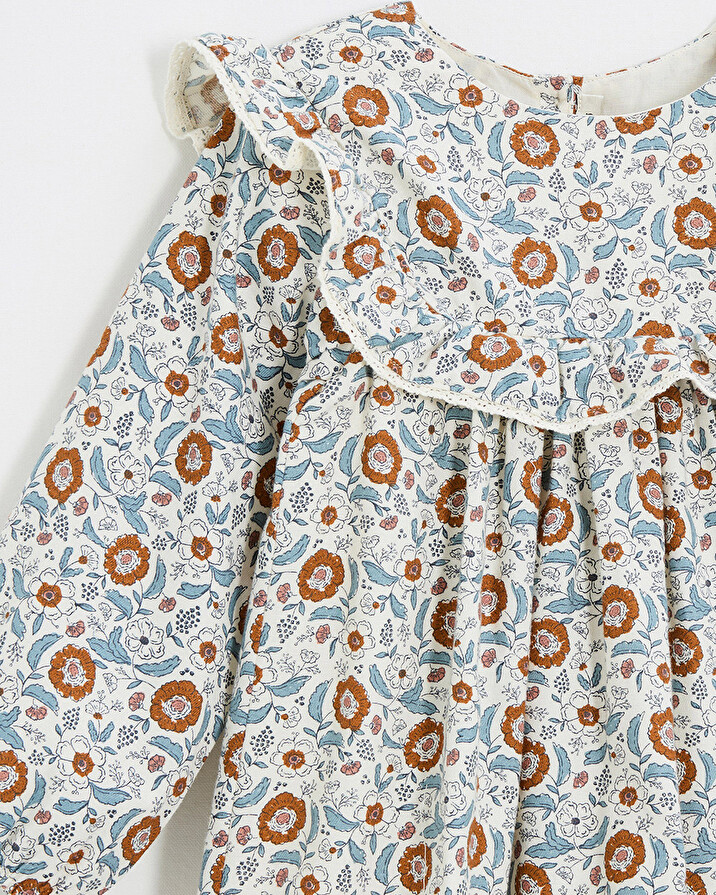 Long sleeve printed dress Folk flower print  Natalys