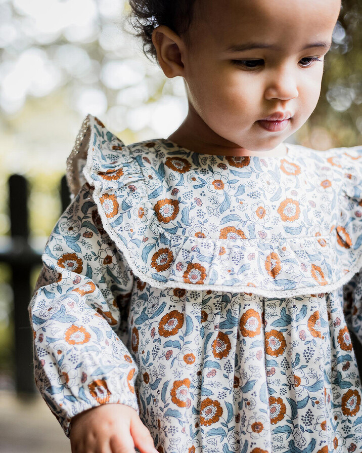 Long sleeve printed dress Folk flower print  Natalys